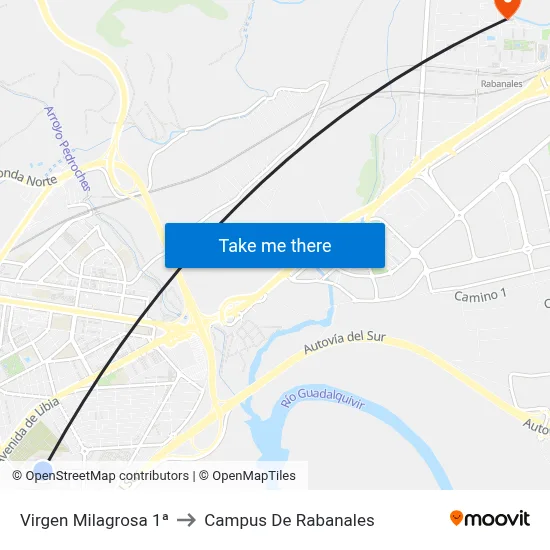 Virgen Milagrosa 1ª to Campus De Rabanales map