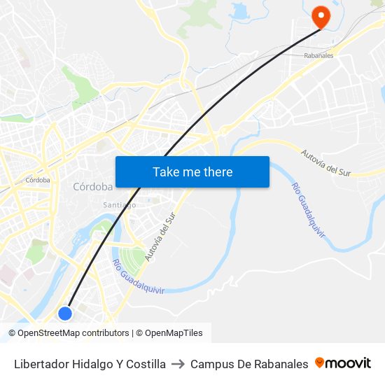 Libertador Hidalgo Y Costilla to Campus De Rabanales map