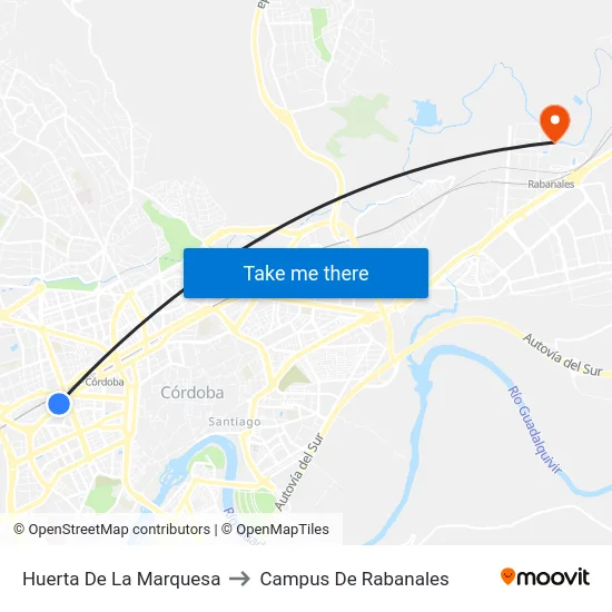 Huerta De La Marquesa to Campus De Rabanales map