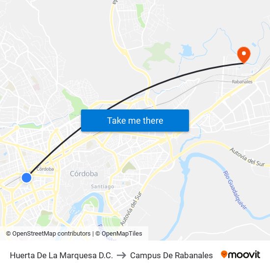 Huerta De La Marquesa D.C. to Campus De Rabanales map