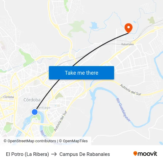 El Potro (La Ribera) to Campus De Rabanales map