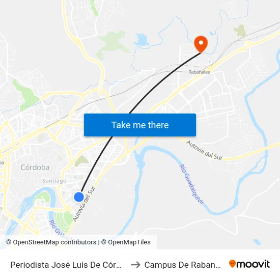 Periodista José Luis De Córdoba to Campus De Rabanales map