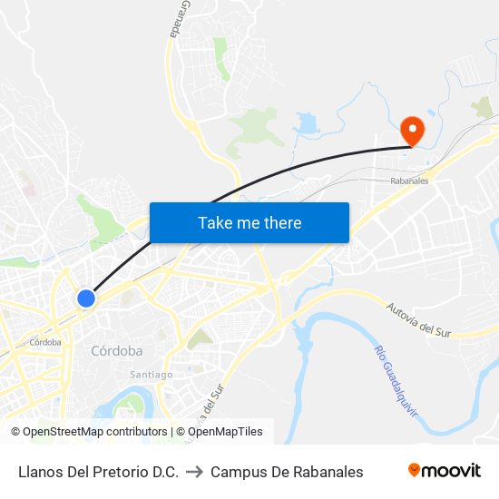 Llanos Del Pretorio D.C. to Campus De Rabanales map