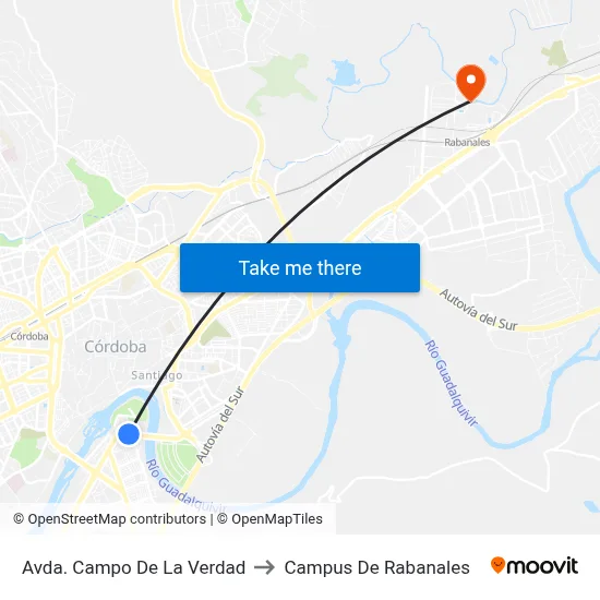 Avda. Campo De La Verdad to Campus De Rabanales map