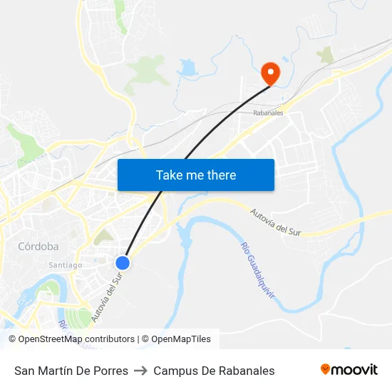 San Martín De Porres to Campus De Rabanales map