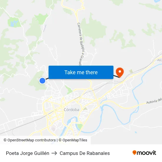 Poeta Jorge Guillén to Campus De Rabanales map