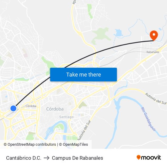 Cantábrico D.C. to Campus De Rabanales map