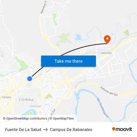 Fuente De La Salud to Campus De Rabanales map