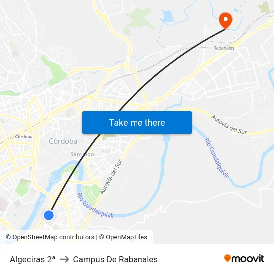 Algeciras 2ª to Campus De Rabanales map