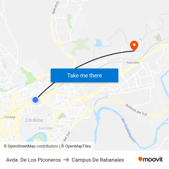 Avda. De Los Piconeros to Campus De Rabanales map