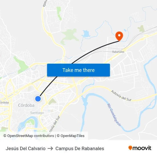 Jesús Del Calvario to Campus De Rabanales map
