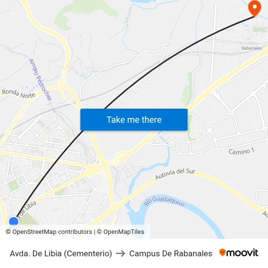 Avda. De Libia (Cementerio) to Campus De Rabanales map