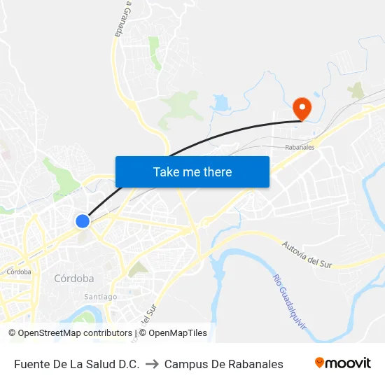 Fuente De La Salud D.C. to Campus De Rabanales map