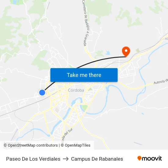 Paseo De Los Verdiales to Campus De Rabanales map