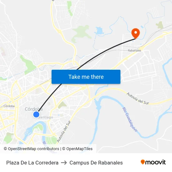Plaza De La Corredera to Campus De Rabanales map