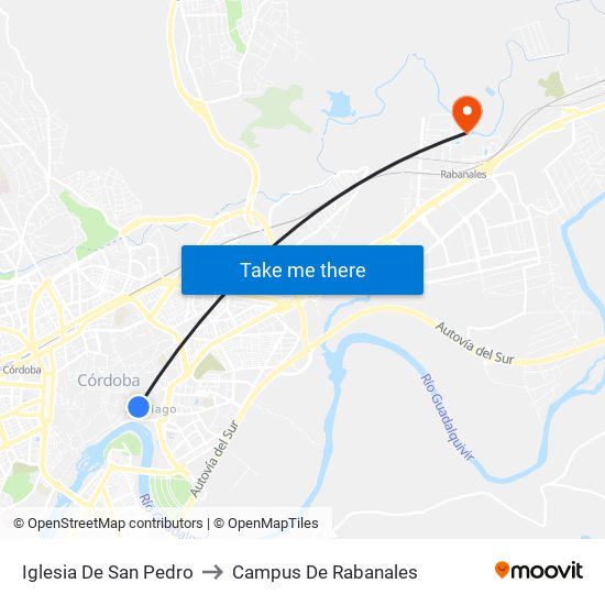 Iglesia De San Pedro to Campus De Rabanales map