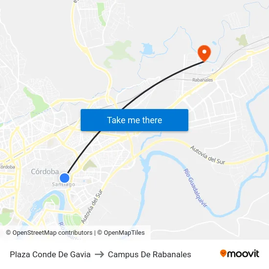 Plaza Conde De  Gavia to Campus De Rabanales map