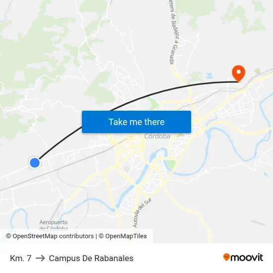 Km. 7 to Campus De Rabanales map