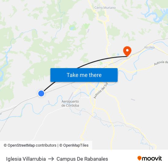 Iglesia Villarrubia to Campus De Rabanales map