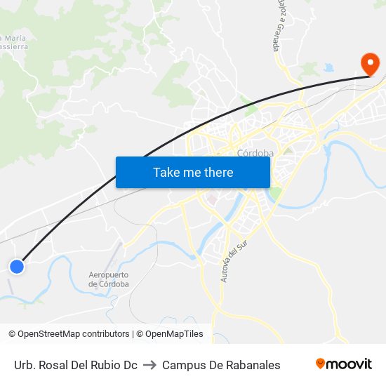 Urb. Rosal Del Rubio Dc to Campus De Rabanales map