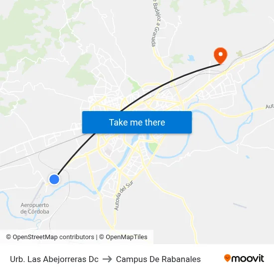 Urb. Las Abejorreras Dc to Campus De Rabanales map