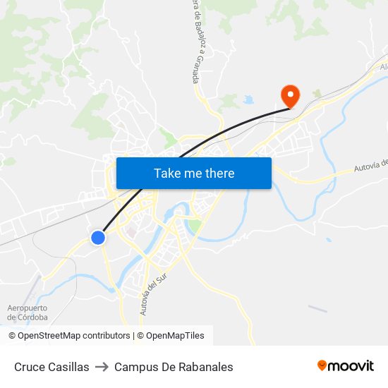 Cruce Casillas to Campus De Rabanales map