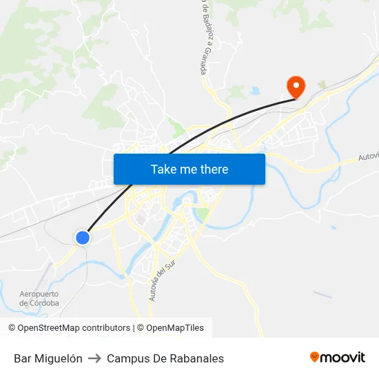 Bar Miguelón to Campus De Rabanales map