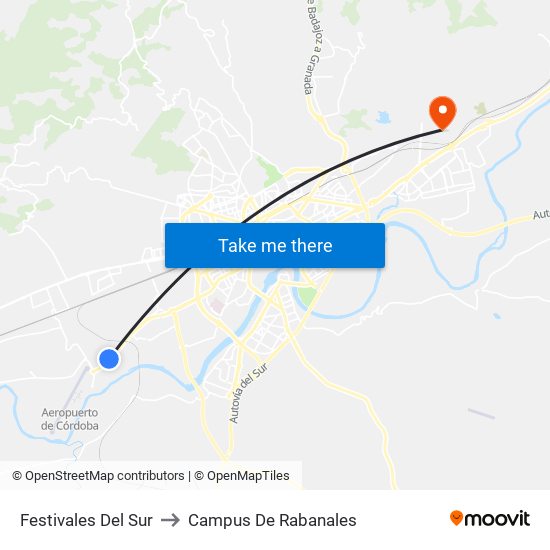 Festivales Del Sur to Campus De Rabanales map