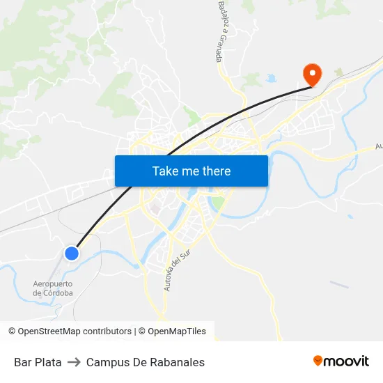 Bar Plata to Campus De Rabanales map