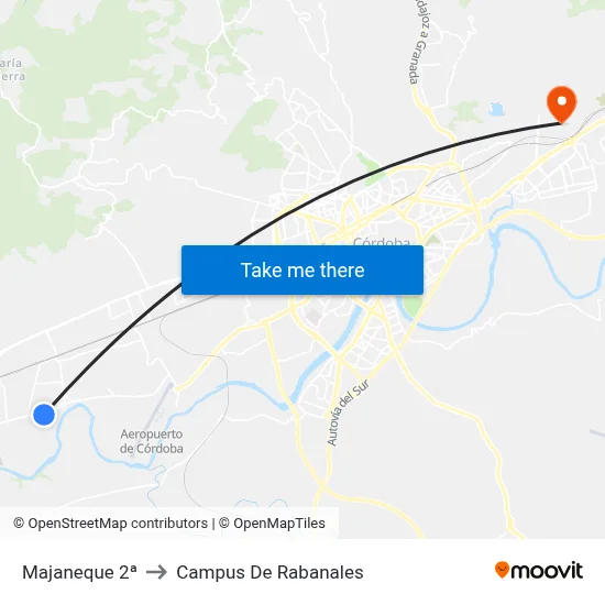 Majaneque 2ª to Campus De Rabanales map