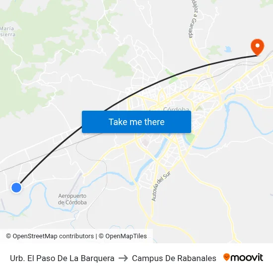 Urb. El Paso De La Barquera to Campus De Rabanales map