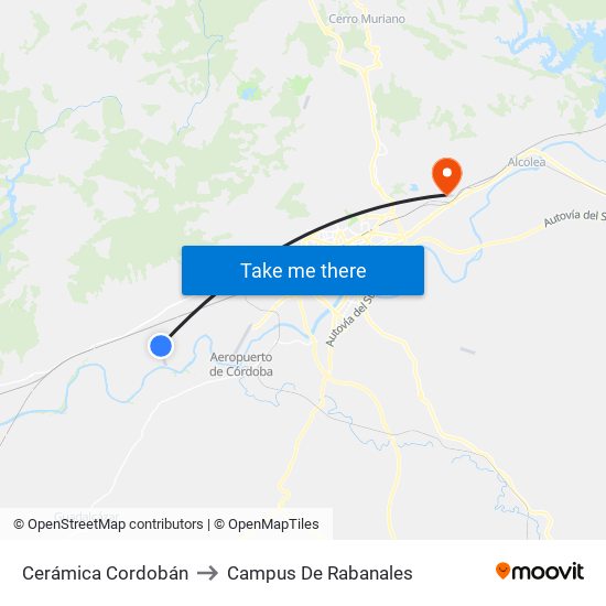 Cerámica Cordobán to Campus De Rabanales map