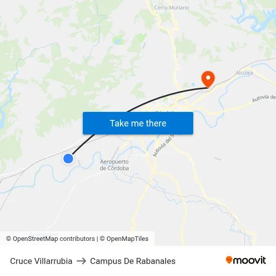 Cruce Villarrubia to Campus De Rabanales map