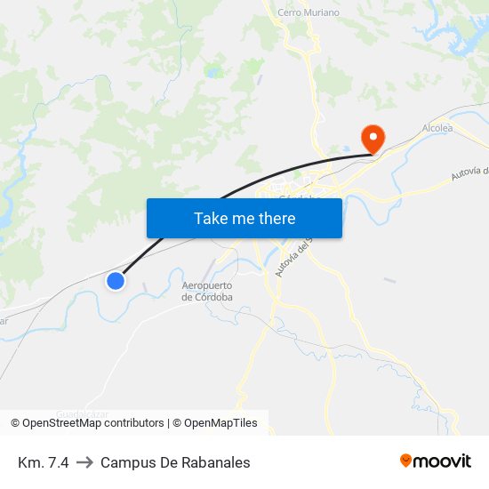 Km. 7.4 to Campus De Rabanales map