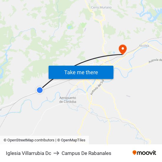 Iglesia Villarrubia Dc to Campus De Rabanales map