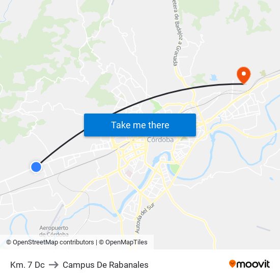 Km. 7 Dc to Campus De Rabanales map