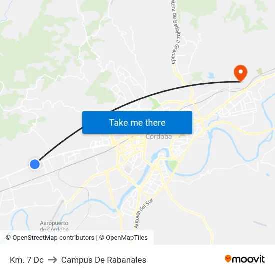 Km. 7 Dc to Campus De Rabanales map