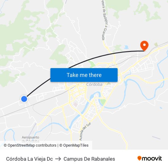 Córdoba La Vieja Dc to Campus De Rabanales map