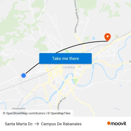 Santa Marta Dc to Campus De Rabanales map