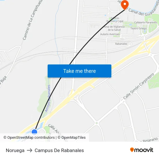 Noruega to Campus De Rabanales map