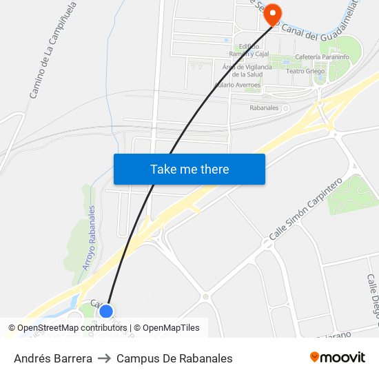 Andrés Barrera to Campus De Rabanales map