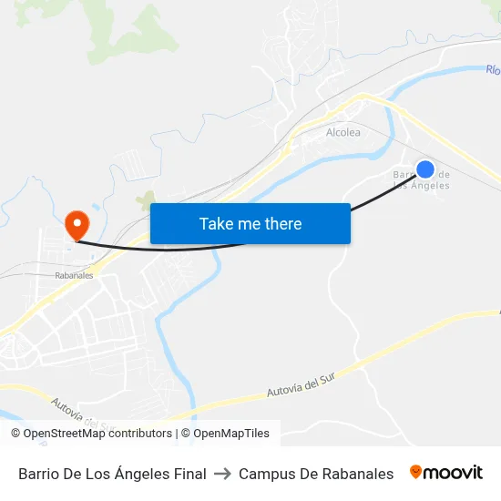 Barrio De Los Ángeles Final to Campus De Rabanales map