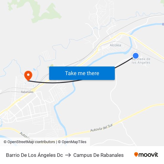 Barrio De Los Ángeles Dc to Campus De Rabanales map
