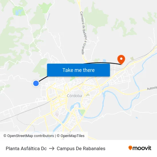 Planta Asfáltica Dc to Campus De Rabanales map