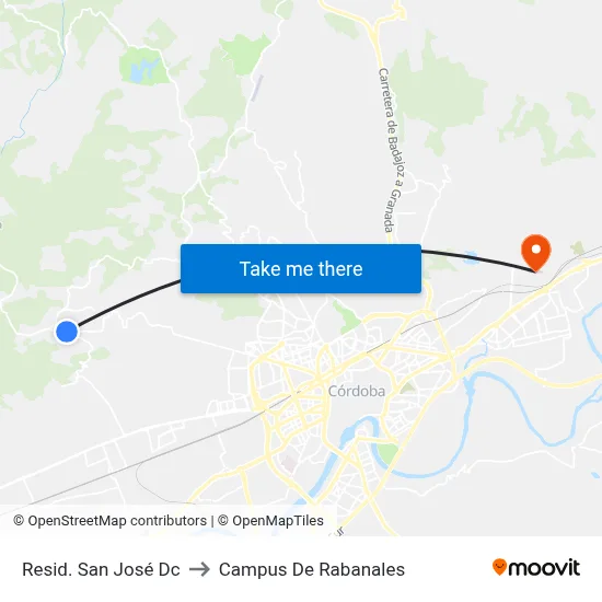 Resid. San José Dc to Campus De Rabanales map
