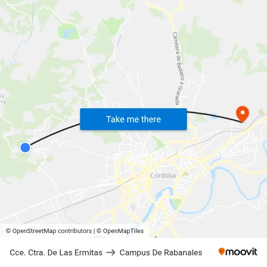 Cce. Ctra. De Las Ermitas to Campus De Rabanales map