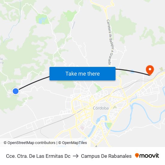 Cce. Ctra. De Las Ermitas Dc to Campus De Rabanales map