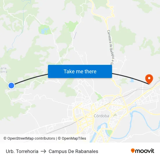 Urb. Torrehoria to Campus De Rabanales map