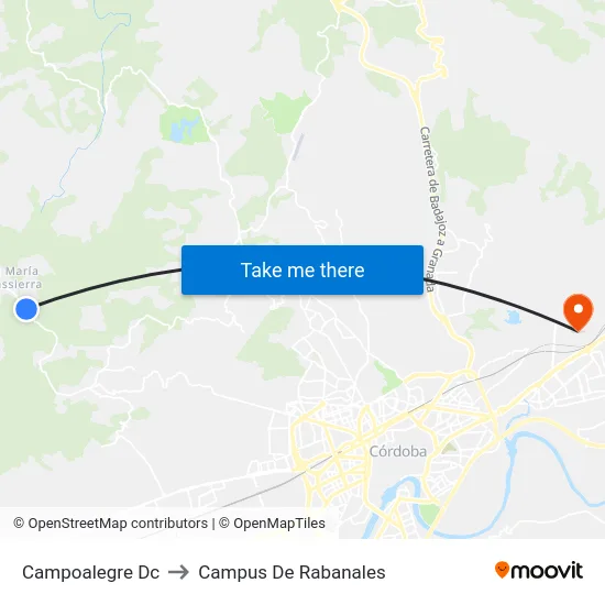 Campoalegre Dc to Campus De Rabanales map