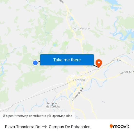 Plaza Trassierra Dc to Campus De Rabanales map